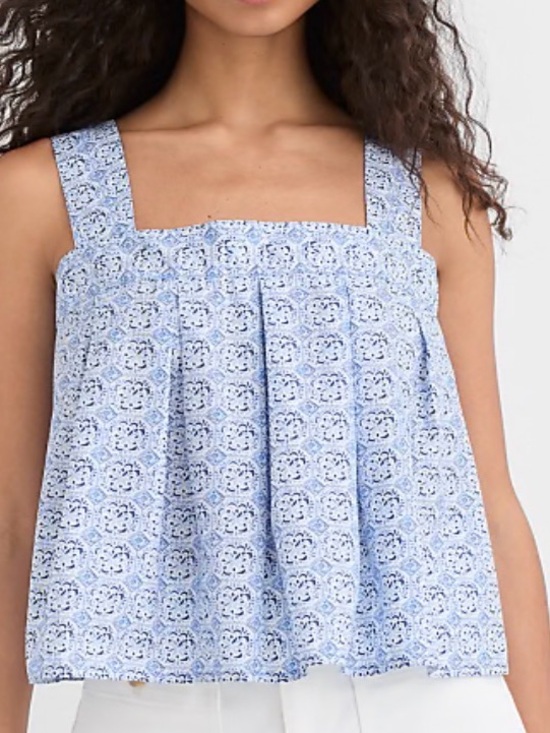 LOFT Tops - LOFT Mosaic Blue and White Floral Print Tie Back Tank